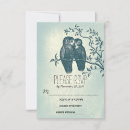Amo búhos dulces y adorables tarjetas RSVP de boda