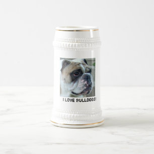 ¡Amo bulldoges! Taza de Stein de la cerveza