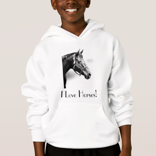 ¡Amo caballos! Sudadera con capucha de los chicas (Anverso)