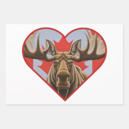 Amo Canadá - Orgulloso alce canadiense y hoja de a