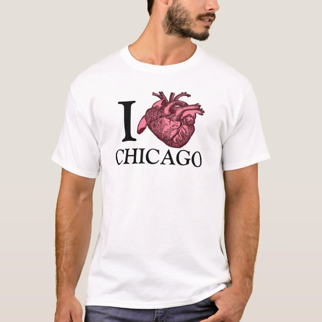 Amo Chicago con camiseta de corazón anatómicamente (Anverso)