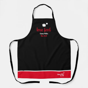 Amo Comida Chef negro-rojo delantal