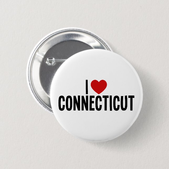 Amo Connecticut Botón Redondo I Heart (Anverso y reverso)