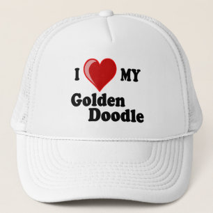 Amo (corazón) mi gorra de oro del perro del Doodle