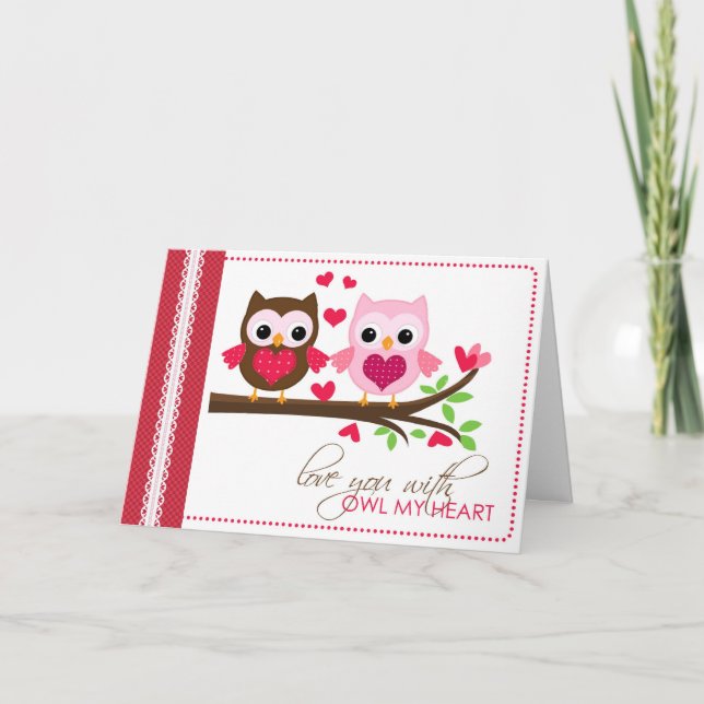 Amo de búho en la tarjeta de saludo de sucursal /  (Anverso)