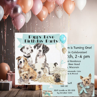 Amo de los Cachorros Invitación a Cumpleaños Perso