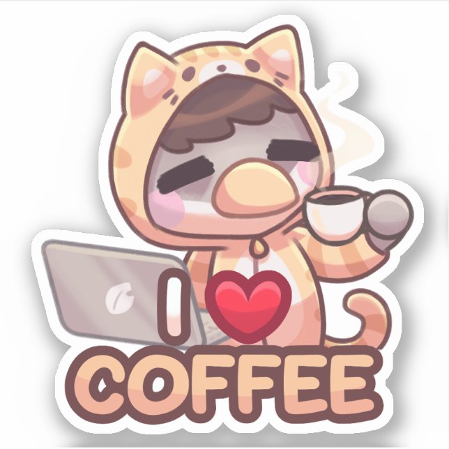 Amo el café - Pegatina (Anverso)