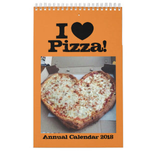 Amo el calendario anual 2018 de la pizza