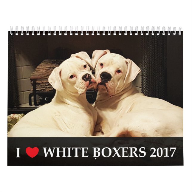 Amo el calendario blanco de los boxeadores 2017 (Tapa)