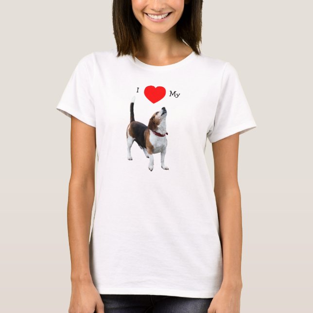 Amo el corazón mi camiseta del perro del beagle (Anverso)