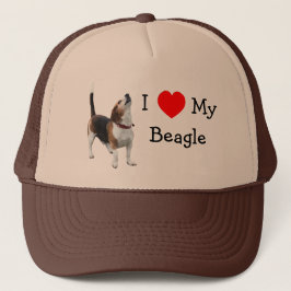 Amo el corazón mi gorra lindo del perro del beagle