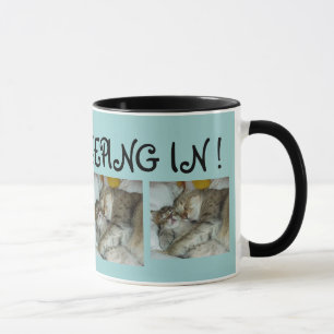 ¡Amo el dormir adentro! Taza de café del gato