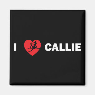 Amo el imán cuadrado de Callie (oscuro)