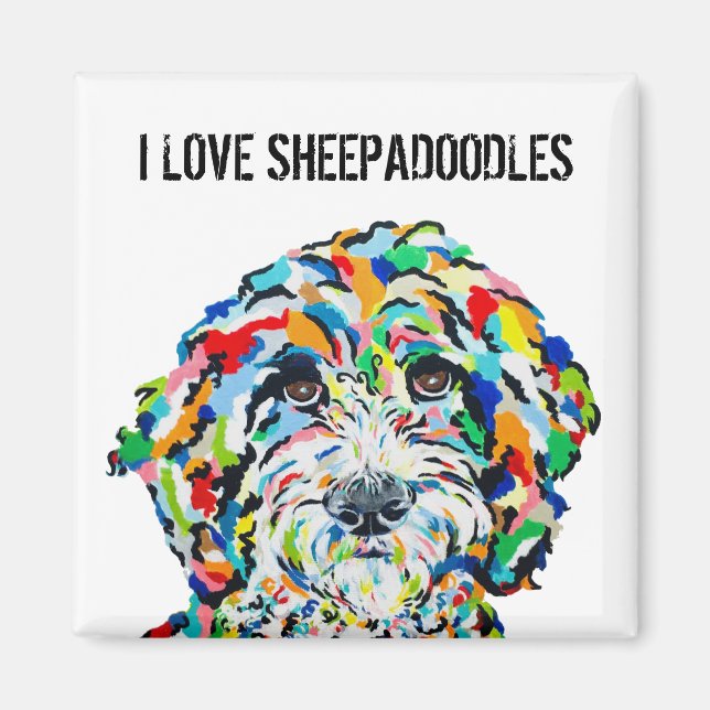 Amo el imán de los Sheepadoodles (Frente)