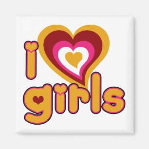 Amo el imán retro de los chicas