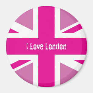Amo el imán rosado de Londres Union Jack