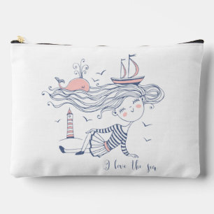 Amo el mar Bolsa de maquillaje acuático caprichosa