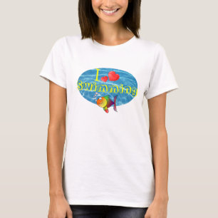 Amo el nadar de la camiseta