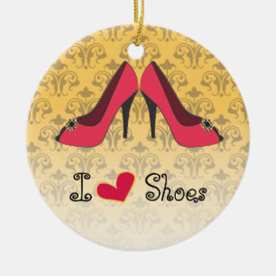 Amo el ornamento del navidad de los zapatos