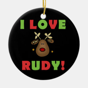 Amo el ornamento del recuerdo del navidad de Rudy