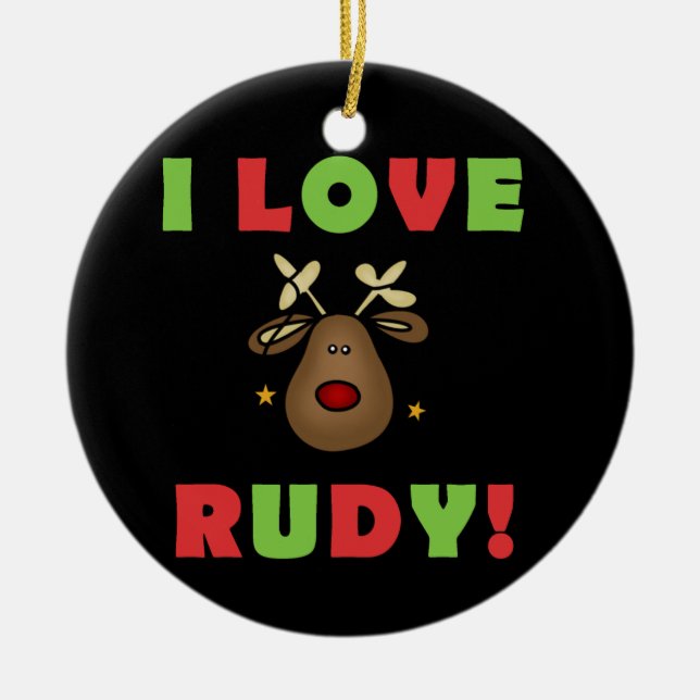 Amo el ornamento del recuerdo del navidad de Rudy (Frente)