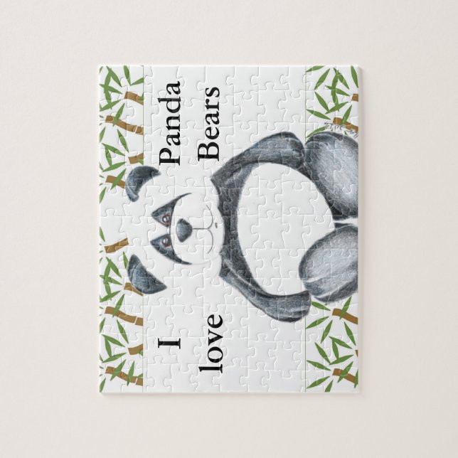 Amo el rompecabezas de los osos panda (Vertical)