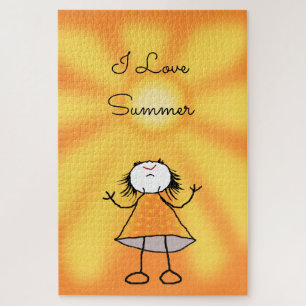 Amo el rompecabezas del verano - Feliz Chica - Pin