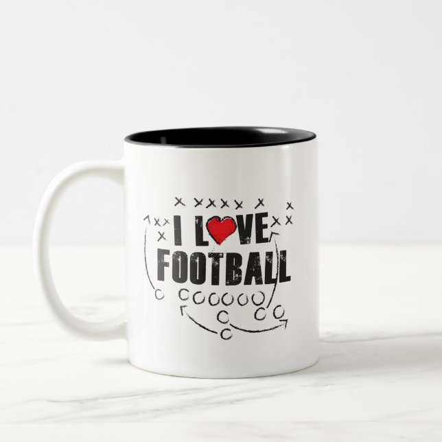 Amo fútbol - ennegrezca la taza del Dos-Tono de 11 (Izquierda)