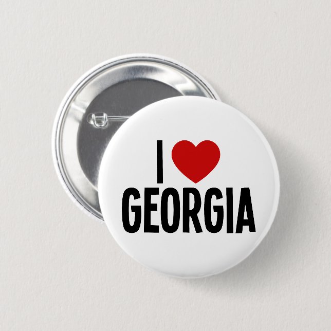 Amo Georgia Corazón de Georgia Botón Redondo (Anverso y reverso)
