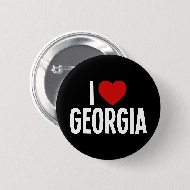 Amo Georgia Corazón de Georgia Botón Redondo (Anverso y reverso)