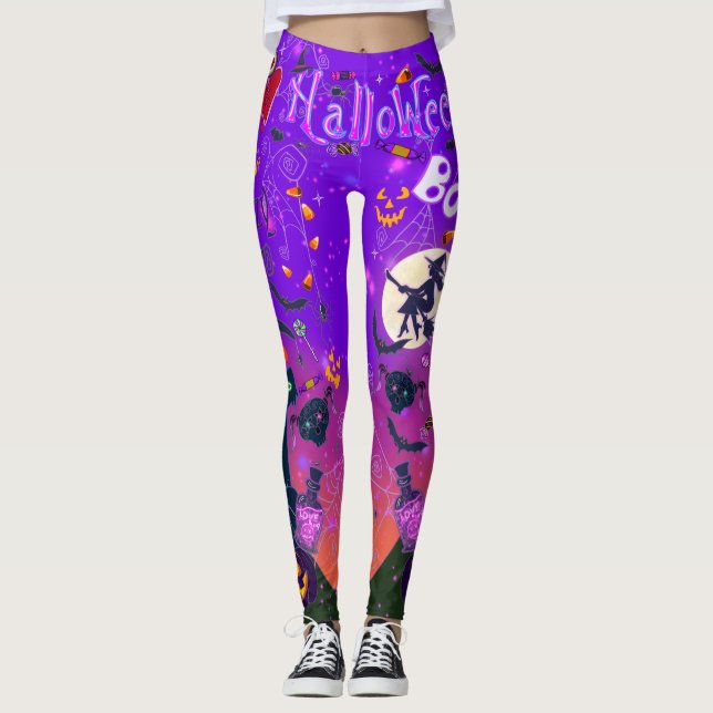 Amo Halloween Spooky Witch Purple Leggings (Anverso)
