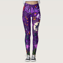 Amo Halloween Spooky Witch Purple Leggings