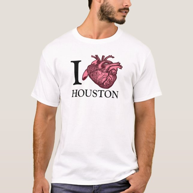 Amo Houston camiseta de corazón anatómicamente cor (Anverso)