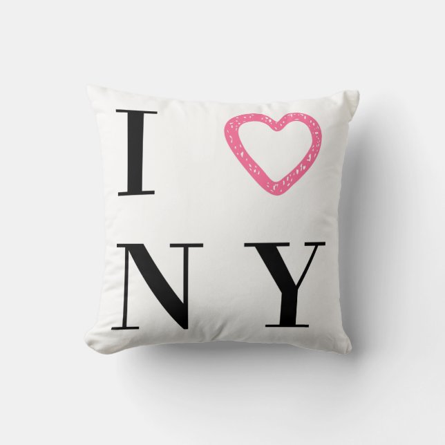 Amo la almohada reversible de NY - negra, blanco, (Anverso)