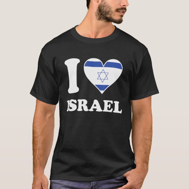 Amo La Bandera Israelí Corazón De La Camisa (Anverso)