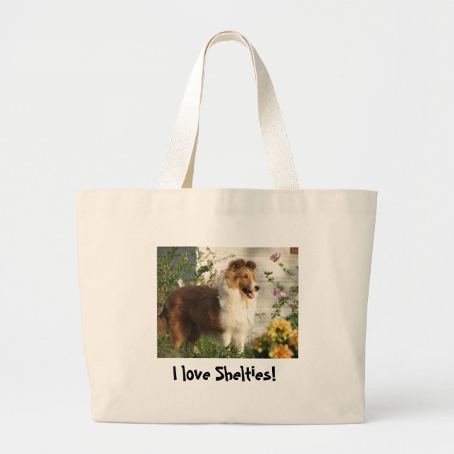 Amo la bolsa de asas de Shelties (Frente)