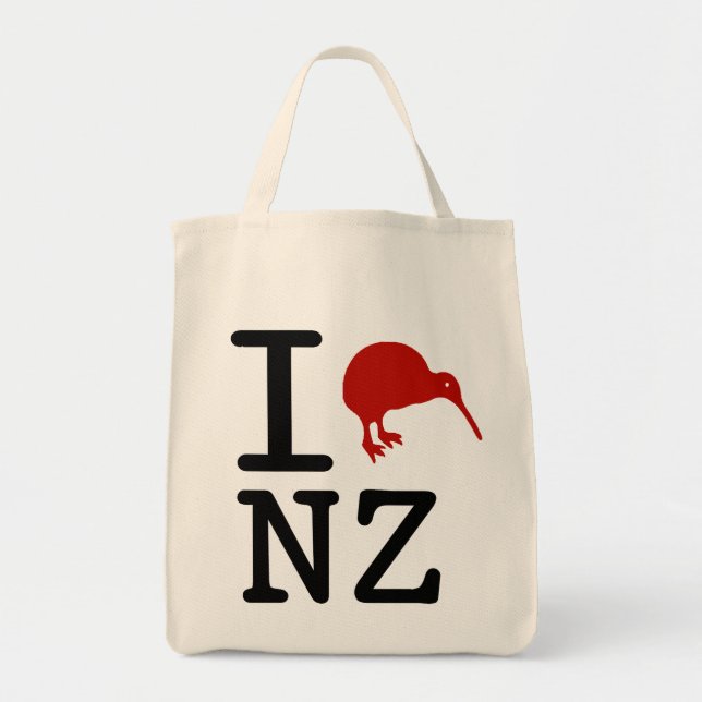Amo la bolsa de asas orgánica de Nueva Zelanda (Frente)