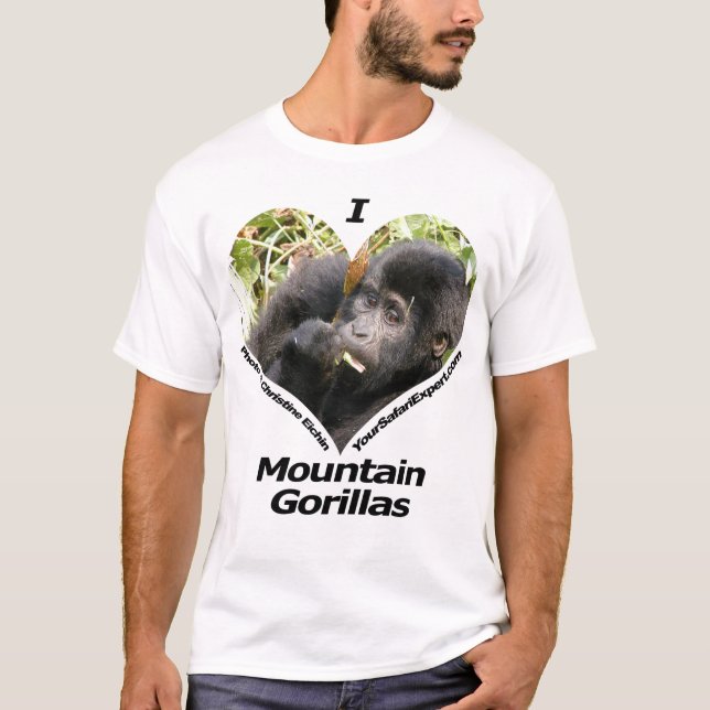 Amo la camiseta 4 de los gorilas de montaña (Anverso)