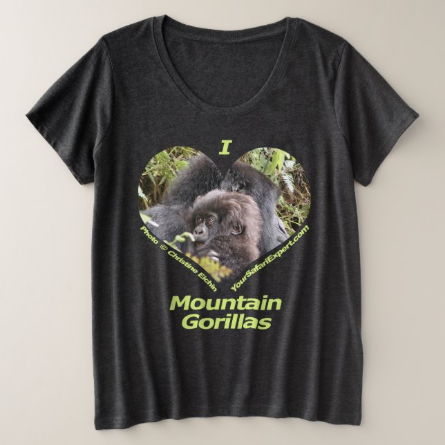 Amo la camiseta 5 de los gorilas de montaña (Anverso del diseño)