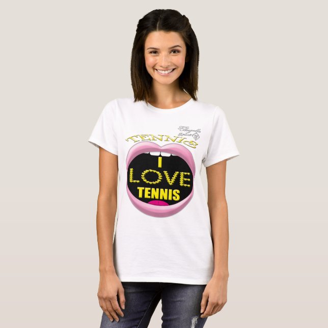 Amo la camiseta básica de las mujeres del tenis (Anverso completo)