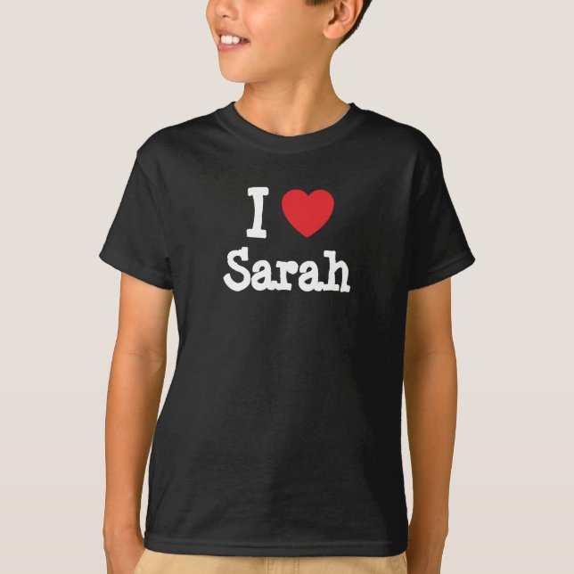 Amo la camiseta de corazón de Sarah (Anverso)