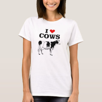 Amo la camiseta de la diversión de las vacas