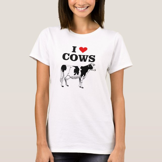 Amo la camiseta de la diversión de las vacas (Anverso)