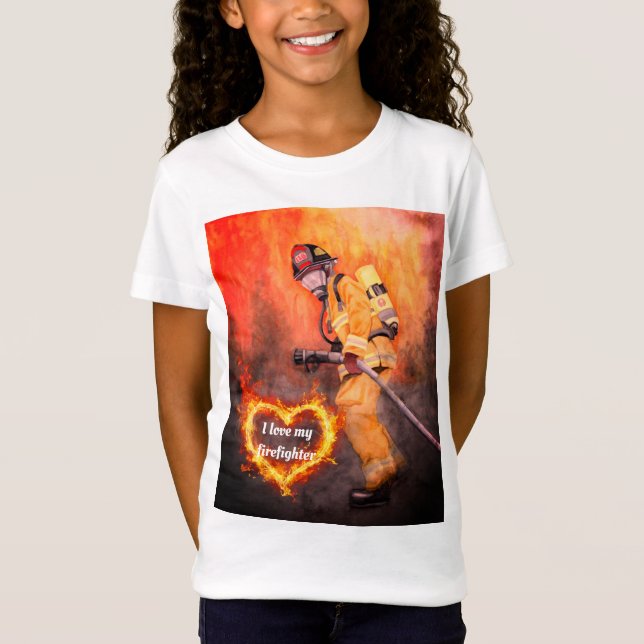 Amo la camiseta de los Chicas de los niños bombero (Anverso)