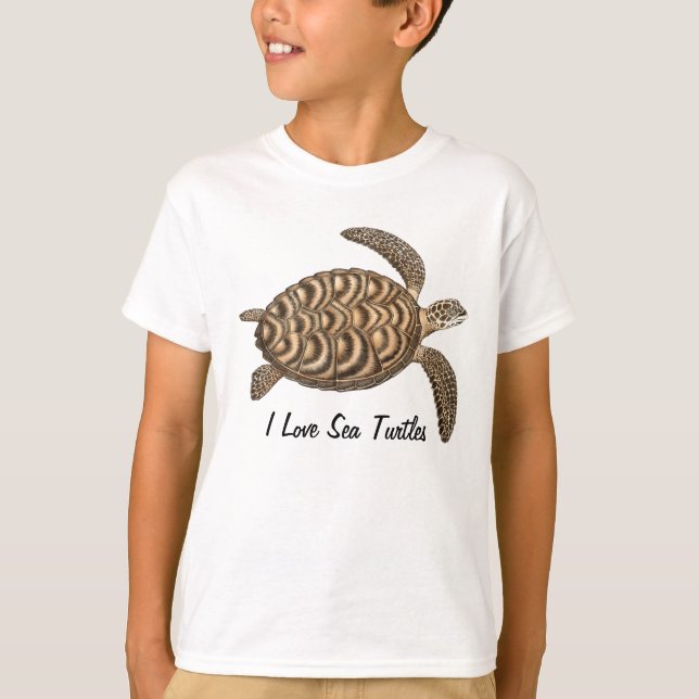 Amo la camiseta de los niños de las tortugas de (Anverso)
