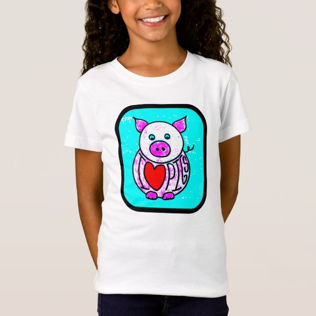 Amo la camiseta de los niños de los cerdos (Anverso)