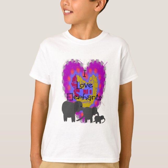 Amo la camiseta de los niños de los ELEFANTES (Anverso)