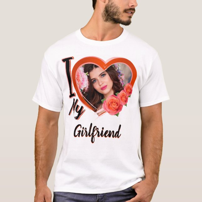 Amo la camiseta de mi novia con una foto - hoodie (Anverso)