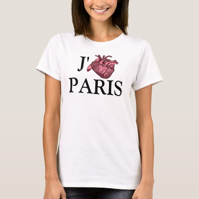 Amo la camiseta de París con el corazón anatómicam (Anverso)