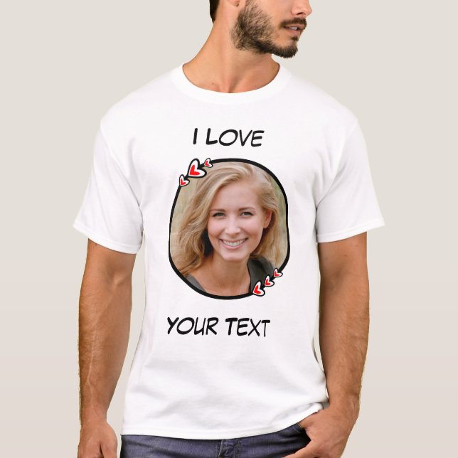 Amo la camiseta de Personalizable del corazón (Anverso)